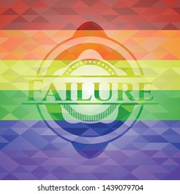 Failure emblem on mosaic background with the colors of the LGBT flag