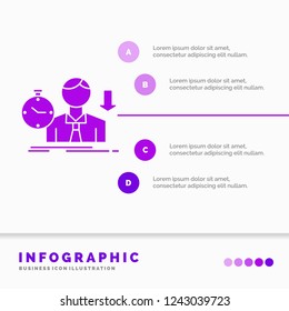 failure, fail, sad, depression, time Infographics Template for Website and Presentation. GLyph Purple icon infographic style vector illustration.