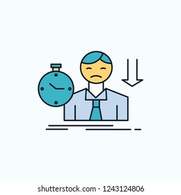 failure, fail, sad, depression, time Flat Icon. green and Yellow sign and symbols for website and Mobile appliation. vector illustration