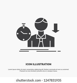 failure, fail, sad, depression, time Icon. glyph vector gray symbol for UI and UX, website or mobile application