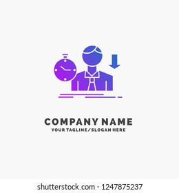 failure, fail, sad, depression, time Purple Business Logo Template. Place for Tagline.