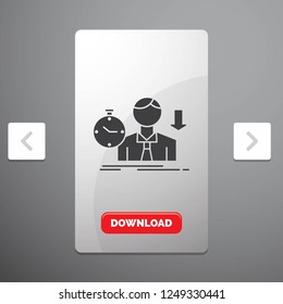 failure, fail, sad, depression, time Glyph Icon in Carousal Pagination Slider Design & Red Download Button