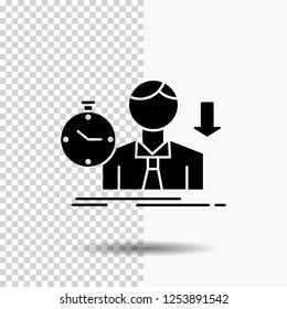 failure, fail, sad, depression, time Glyph Icon on Transparent Background. Black Icon