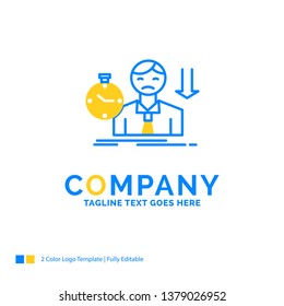 failure, fail, sad, depression, time Blue Yellow Business Logo template. Creative Design Template Place for Tagline.