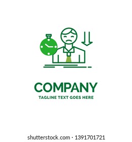 failure, fail, sad, depression, time Flat Business Logo template. Creative Green Brand Name Design.
