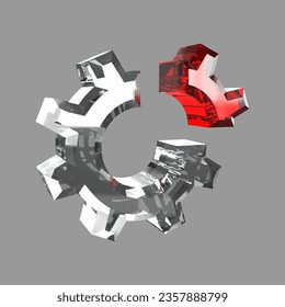 Failure icon in 3d gear broken vector