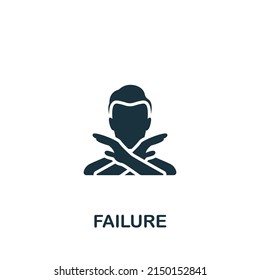 Failure icon. Monochrome simple Brain Process icon for templates, web design and infographics