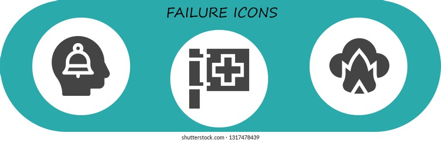 failure icon set. 3 filled failure icons.  Simple modern icons about  - Alert, Red cross, Dangerous