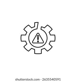 failure icon, Warning Gear Icon - Alert Symbol in Mechanical Cogwheel