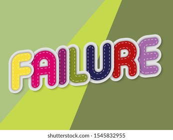
failure letters banner with border stitches