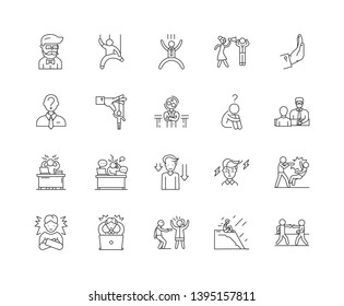 Failure line icons, signs, vector set, outline illustration concept 