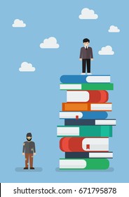 Failure man and Success man on a lot of books. Knowledge concept