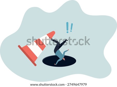 Failure or mistake causing catastrophe despair, problem or risk from crisis or recession, danger or business accident, trouble, loss or pitfall concept,human life and situation.