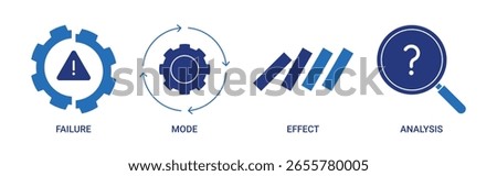 Failure Mode And Effect Analysis ( FMEA ) icon set with concept illustration