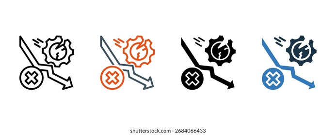 Falha na ilustração de vetor de estilo de ícone múltiplo