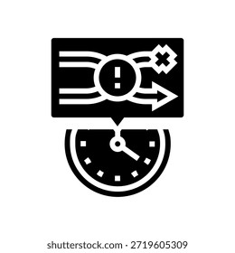 failure to pivot in time glyph icon vector. failure to pivot in time sign. isolated symbol illustration