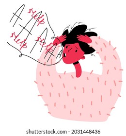 Failure to solve problems. The person screams from stress, panic attack, bad life, worry, anxiety