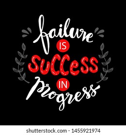 Failure is success in progress. Motivational quote.