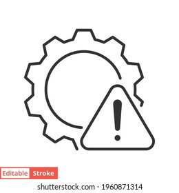 Failure, system error line icon. Simple outline style. Alert, gear, mechanical concept. Vector illustration isolated on white background. Editable stroke EPS 10.