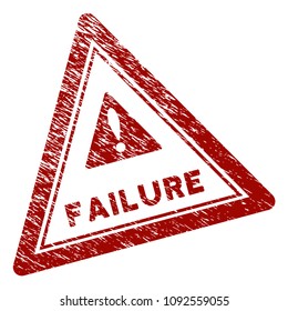 Failure triangle rubber stamp seal. Vector element with distress style and unclean texture in red color. Designed for overlay watermarks and distressed seal prints.