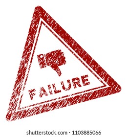 Failure triangle rubber stamp seal. Vector element with distress style and dirty texture in red color. Designed for overlay watermarks and distressed seal imprints.