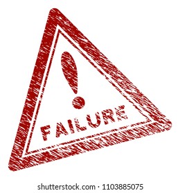 Failure triangle rubber stamp seal. Vector element with distress design and retro texture in red color. Designed for overlay watermarks and distressed seal imitations.