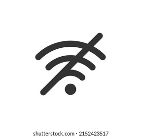 Failure wifi icon. Offline symbol. No Internet connection icon. Simple wifi signal sign. Disconnected wireless internet signal. Problem access. Vector illustration isolated on white background.