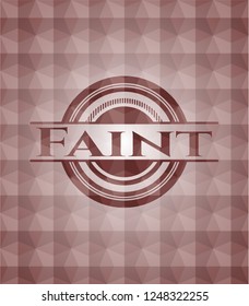 Faint red seamless badge with geometric pattern background.