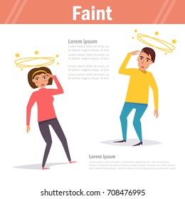 Faint. Vector. Cartoon. Isolated. Flat. Illustration For Websites, Brochures, Magazines. Medicine.