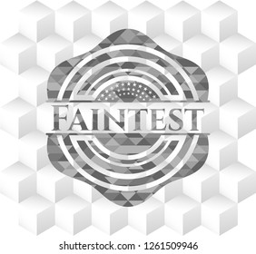 Faintest grey emblem. Vintage with geometric cube white background