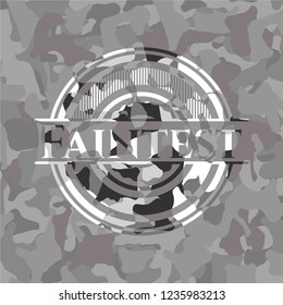 Faintest written on a grey camouflage texture