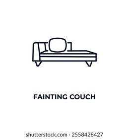 fainting couch  outline icon. Linear vector from furniture concept. Thin line fainting couch  icon isolated on white background