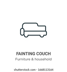 Fainting couch outline vector icon. Thin line black fainting couch icon, flat vector simple element illustration from editable furniture and household concept isolated stroke on white background