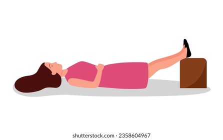 Fainting first aid. Unconscious woman on the floor in flat design on white background.