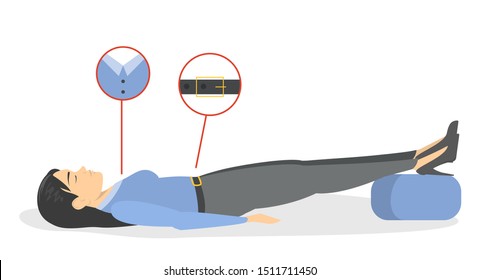 Fainting first aid. What to do in emergency situation, unconscious person on the floor. Medical help, loose tight clothing. Isolated vector illustration in cartoon style