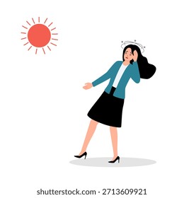 Carácter sin rostro de Vector de color plano desmayado. Mujer enferma en el suelo. Mujer con mareos. Adulto joven experimentando vértigo. Debilidad y fatiga. Síntoma de enfermedad aislada ilustración de dibujos animados