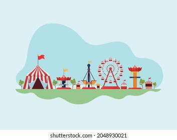 fair and attractions over grass