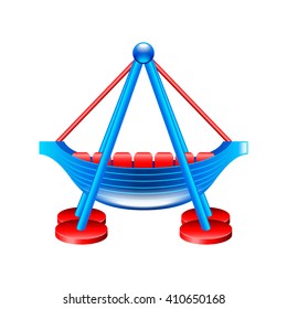 Fair boat carousel isolated on white vector illustration