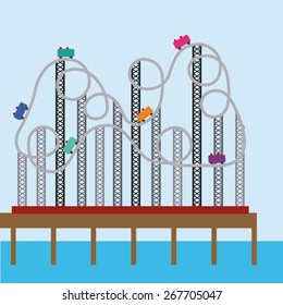 Fair design over blue background, vector illustration