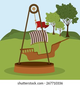 Fair design over landscape background, vector illustration