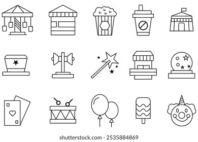 Fair, Events, Festival icons , vector set. Set of Events, Fairs, Fetes, Festivals and Carnivals icons. Included the icons as flea market, Food truck icon. vector illustration. 