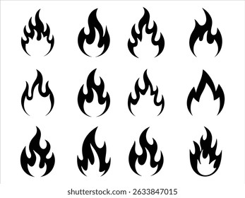 fair flame icon set vector on white background.