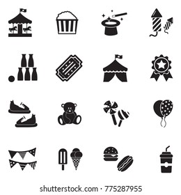 Fair Icons. Black Flat Design. Vector Illustration. 