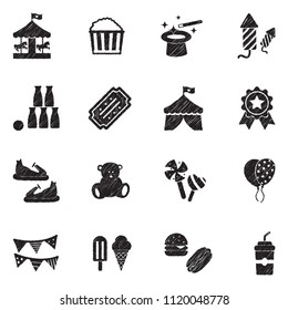 Fair Icons. Black Scribble Design. Vector Illustration.
