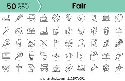 fair Icons bundle. Linear dot style Icons. Vector illustration