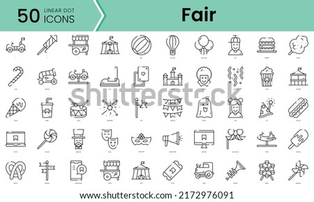 fair Icons bundle. Linear dot style Icons. Vector illustration