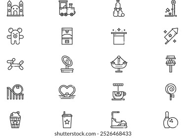 Fair icons collection is a vector illustration with editable stroke.
