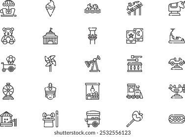 Fair icons collection is a vector illustration with editable stroke.