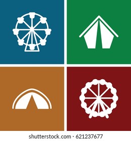 Fair icons set. set of 4 fair filled icons such as Ferris wheel