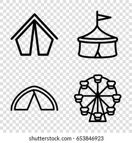 Fair icons set. set of 4 fair outline icons such as tent, ferris wheel